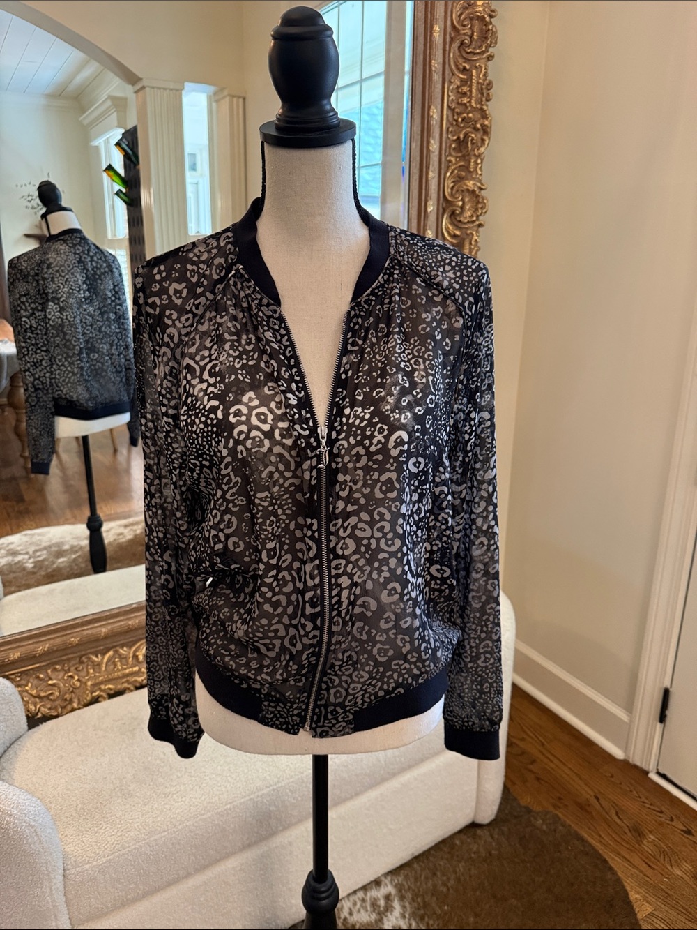 Juicy Couture Sheer Leopard Print Jacket - Black